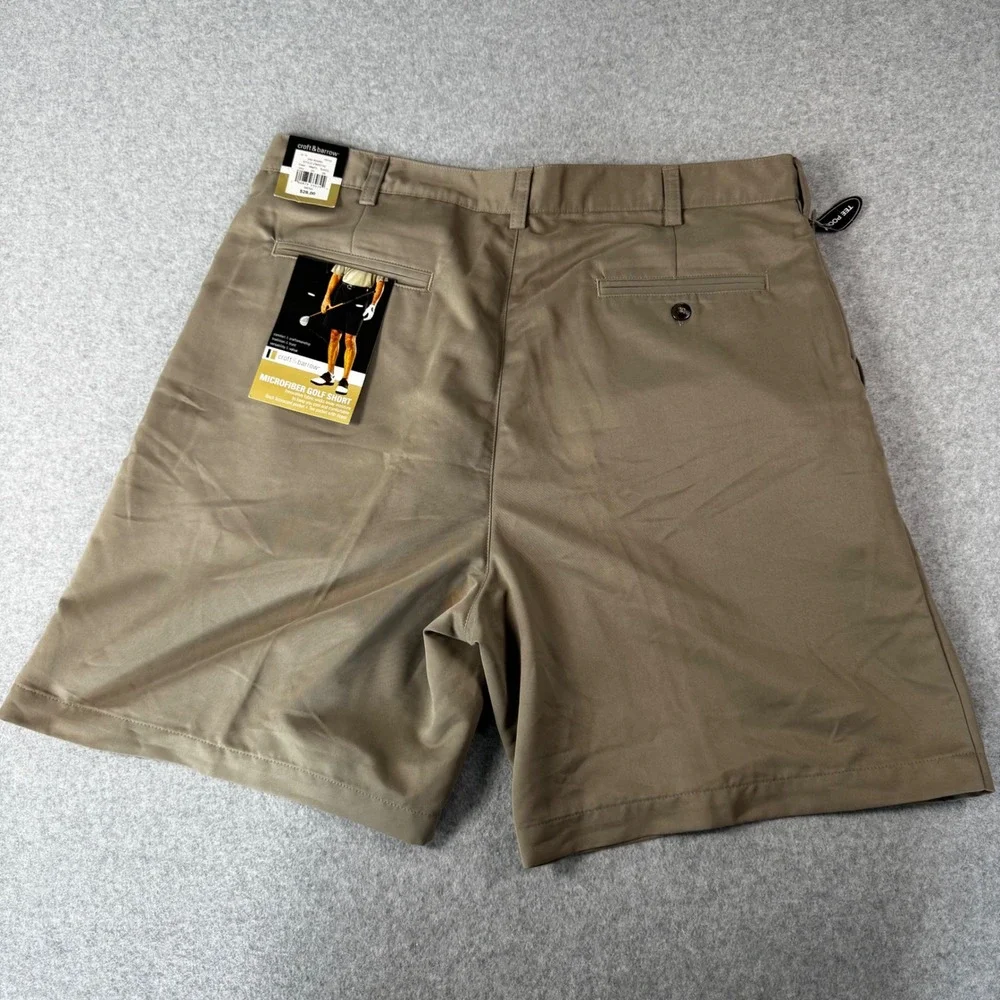 Croft & Barrow Golf Shorts Mens 38 Khaki NEW Microfiber Pleated CBS5110